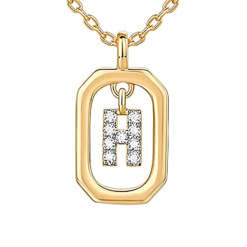 PavoI 14K Gold Plated CZ Letter Pendant Necklace for Women
