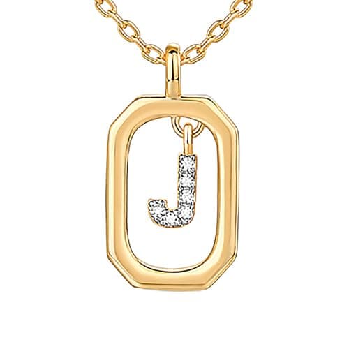 PavoI 14K Gold Plated CZ Letter Pendant Necklace for Women