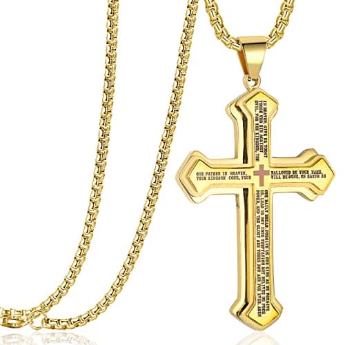 Stainless Steel Nail Cross Pendant Necklace for Men Women 24" Chain
