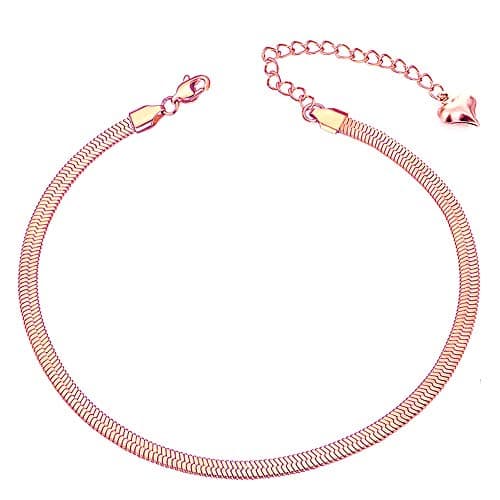 Waterproof 18K Gold Plated QJLE Snake Chain Anklet for Women