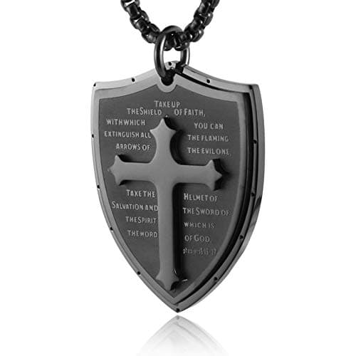 HZMAN Shield of Faith Cross Pendant Necklace