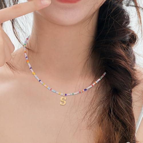 Mikovivi Bohemian Letter Pendant Necklace for Teens