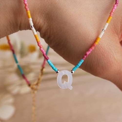 Agriajun Boho Personalized Heart Star Choker Necklaces for Women Seed Beads Jewelry Gift