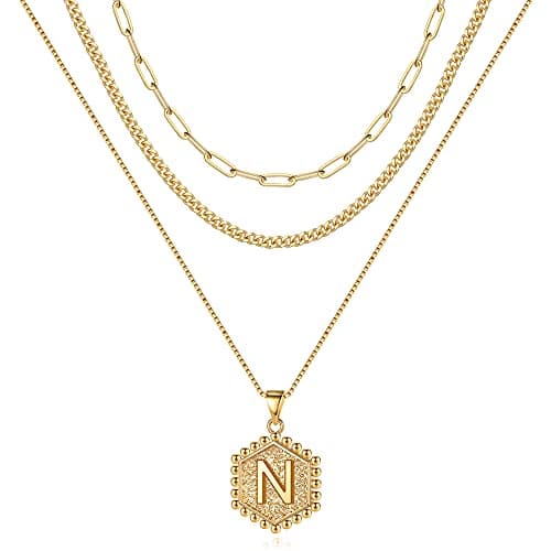 Layered Initial Necklaces for Women