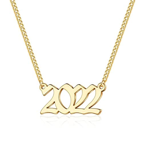 Ursteel Personalized Birth Year Necklace, 18K Gold Plated
