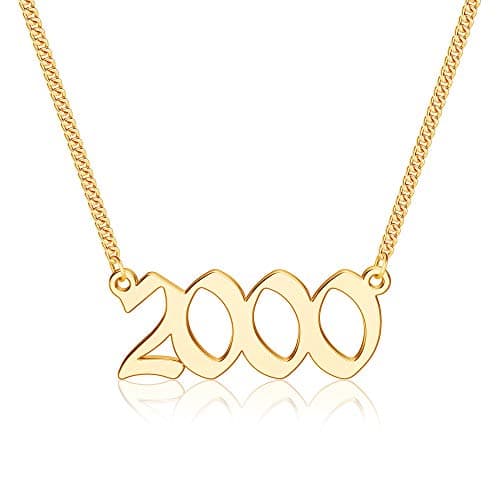 Ursteel Personalized Birth Year Necklace, 18K Gold Plated