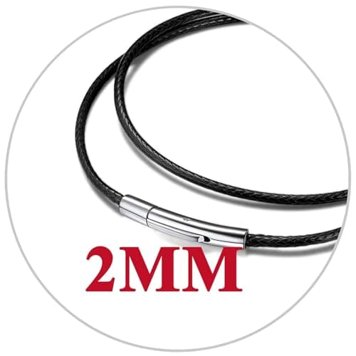 Customizable U7 Leather Cord Necklace - Black/Brown 3mm/2mm, Stainless Steel Clasp, 16-30"