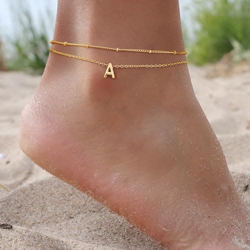 Turandoss Women's 14K Gold Plated Ankle Bracelets