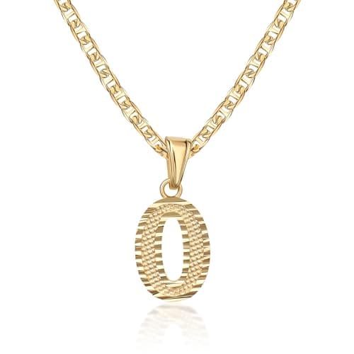 Barzel 18K Gold Plated Diamond Cut Initial Necklace, 18" Chain + 2" Ext, Made in Brazil