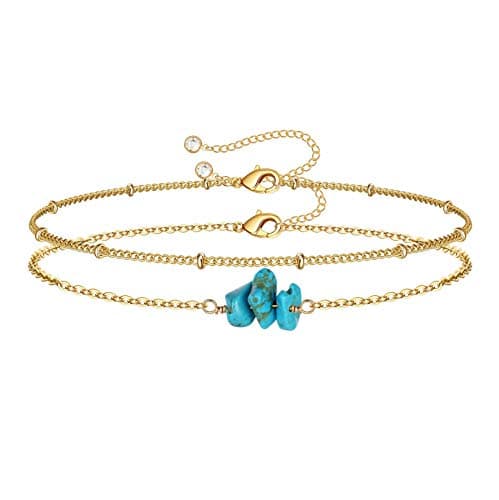 Turandoss Women's 14K Gold Plated Evil Eye Layered Bracelet