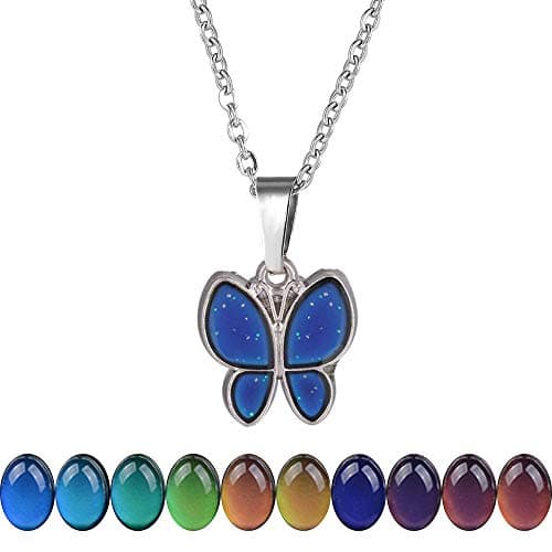FM42 Temperature Sensing Color-Changing Pendant Necklace with Stainless Steel Chain