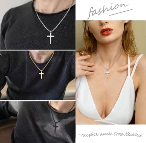Stainless Steel Cross Necklace for MenSilver Cross Pendant Gifts
