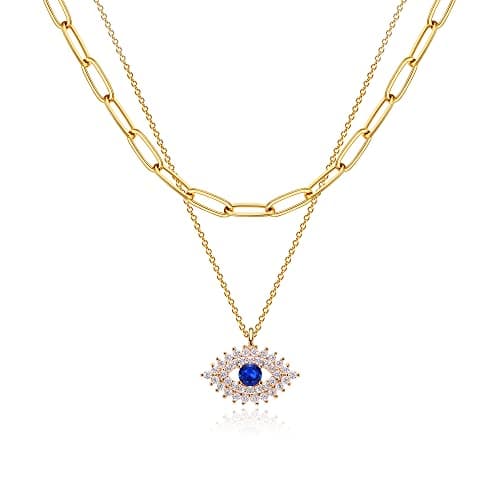 MEVECCO Handmade 18k Gold Plated Heart Arrow Layered Choker Necklace for Women