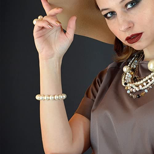 ERLOSYA Dainty Handmade 10mm Big Shell Pearl Bracelet for Women