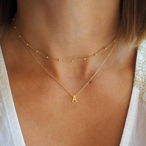 BAYLAY Dainty 18K Gold Filled Initial Necklace Trendy Choker Pendant
