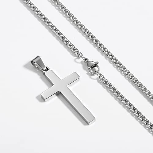 Stainless Steel Cross Necklace 16-24 Inches RS Gift for Men Women Boys