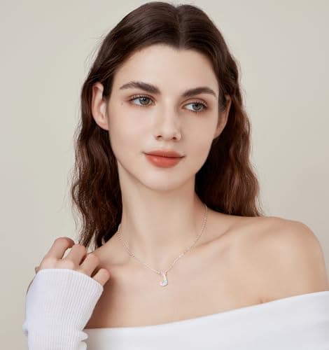Dixbix Initial Letter Birthstone Necklaces for Women