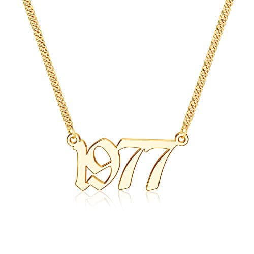 Ursteel Personalized Birth Year Necklace, 18K Gold Plated