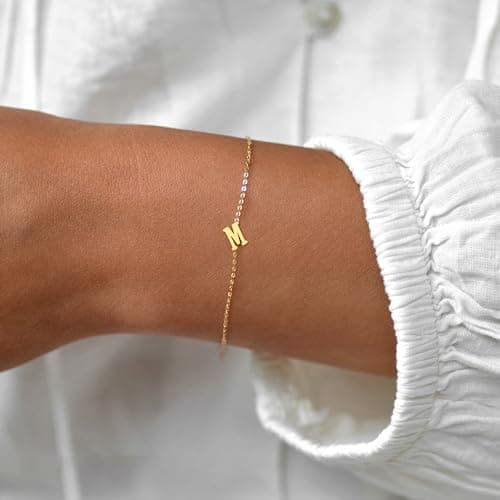 BAYLAY 18K Gold Plated Initial Bracelet for Women