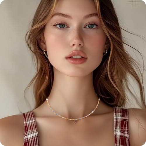 Trendy BYIA Women's 14k Gold Plated Colorful Initial Choker Necklace
