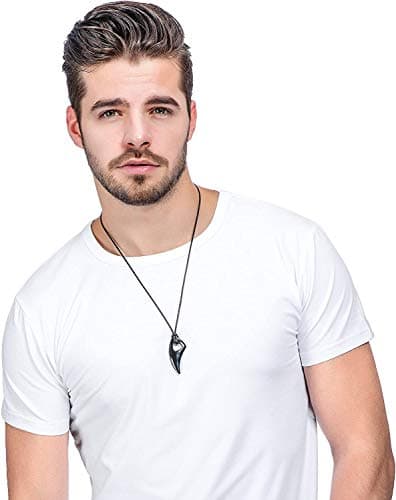 Jstyle Mens Stainless Steel Arrowhead Wolf Teeth Pendant Necklace Set