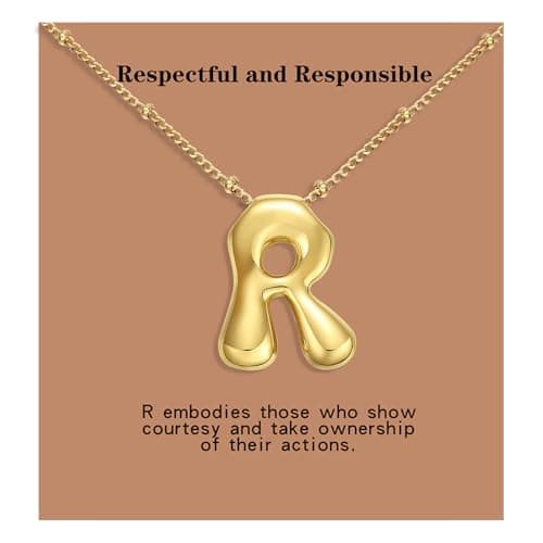 VOJO Gold Plated Balloon Letter Pendant Necklace for Women