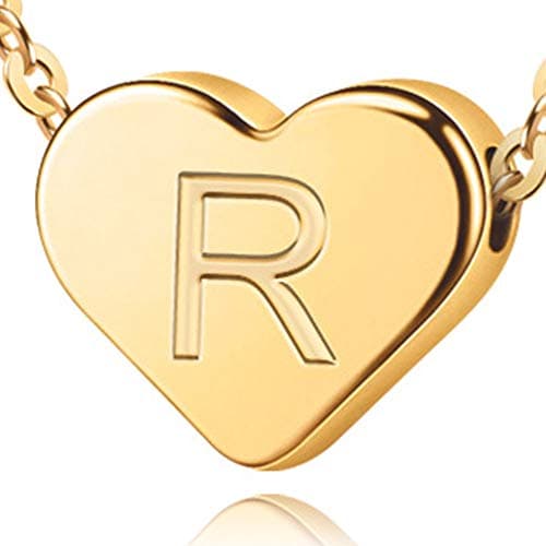 14K Gold Plated Heart Pendant Letter Necklace - Mum's Mothers Day Gift