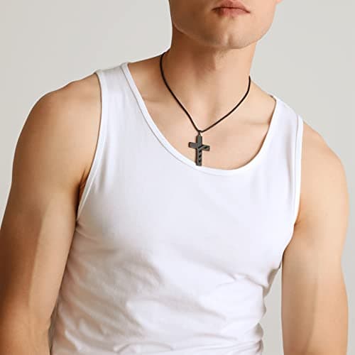 Men's Neriku Black Cross Stainless Steel 18K Gold Plated American Flag Pendant Necklace 18"-24" Jewelry