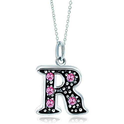 LovelyJewelry Pink Alphabet A-Z Initial Bead Necklace Pendant