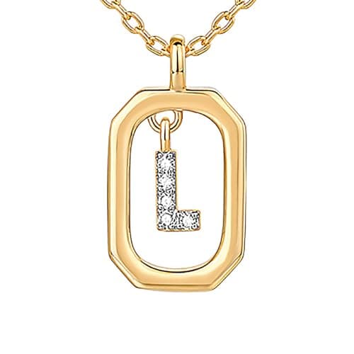 PavoI 14K Gold Plated CZ Letter Pendant Necklace for Women