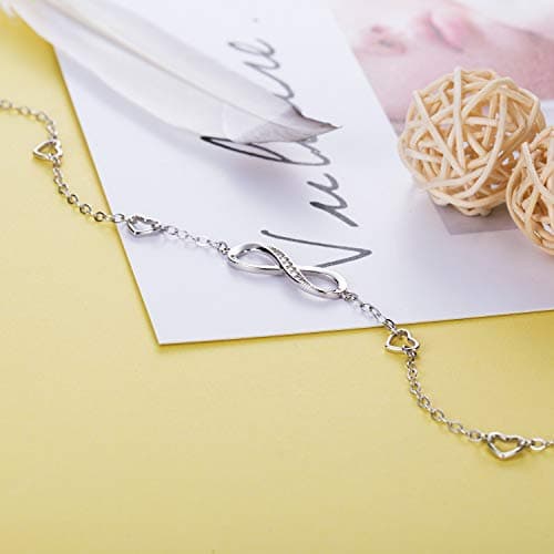 Billie Bijoux Sterling Silver Infinity Anklet Charms Large Adjustable Bracelet