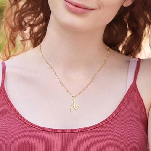 Personalized Gold Initial A-Z Pendant Heart Choker Jewelry for Women