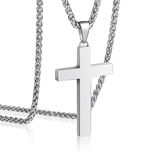 P. Blake Stainless Steel Cross Pendant Necklace for Men & Boys