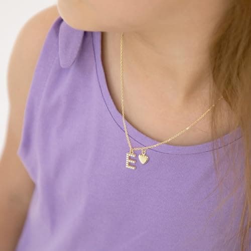 UHIBROS Gold Zirconia Heart Letter Pendant Personalized Naming Necklace