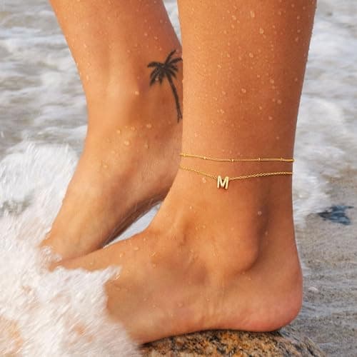 Turandoss Women's 14K Gold Plated Ankle Bracelets