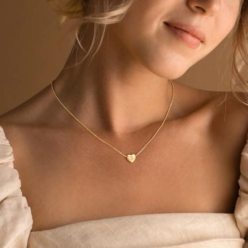 Mooham Initial Heart Cubic Zirconia Pendant Necklace for Women