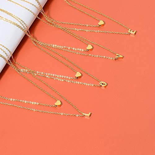 Personalized 18K Gold Plated Stainless Steel Monogram Initial Choker Necklace for Women