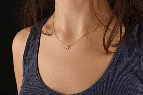MOMOL Tiny 18K Gold Plated Personalized Initial Necklace for Women
