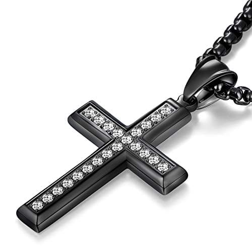 YL Men's 316L Stainless Steel Jesus Ankh Pendant Necklace