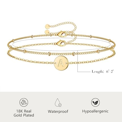 Decholly Gold Plated Initial Letter Bracelet for Women & Girls