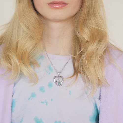 BRIJEWLIC Silver Cursive Initial CZ Heart Necklace for Girls & Teen Girls