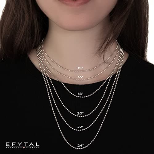EFYTAL Initial Necklace - Small 925 Sterling Silver Birth Month Charm, Personalized A-Z