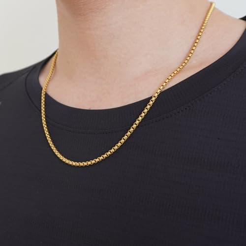 Lamciaga 5mm Silver Gold Stainless Steel Chain Necklace, 18"/20"/24" for Men Boys Women