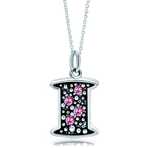 LovelyJewelry Pink Alphabet A-Z Initial Bead Necklace Pendant