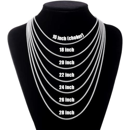 Fiusem Men's Silver Tone Cross Necklace, Stainless Steel Wheat Chain, 16-24 Inch