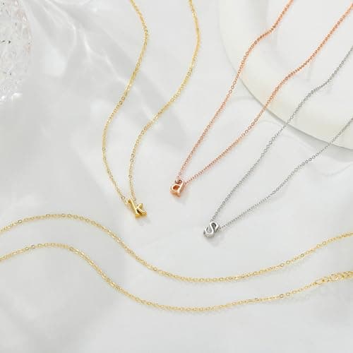 MonooC Personalized Lowercase Initial 14K Gold Necklaces for Women & Girls