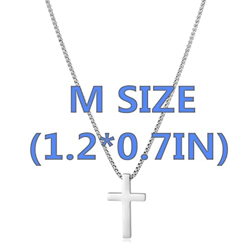 XXMAYSTER Men's Stainless Steel Silver/Gold Cross Necklace, 18-24 Inch Chain, Gift BoxIncluded