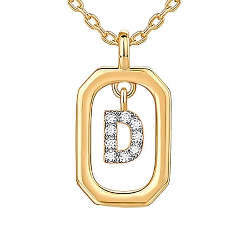PavoI 14K Gold Plated CZ Letter Pendant Necklace for Women