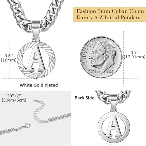 KissYan 14K Gold Plated Round Letter Pendant Necklace for Women Men