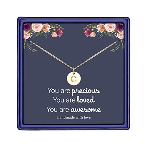 Hidepoo Mothers Day Gifts: Personalized Disc Initial Necklaces for Girls & Women - Gold/Fill Rose Gold/S925 Silver
